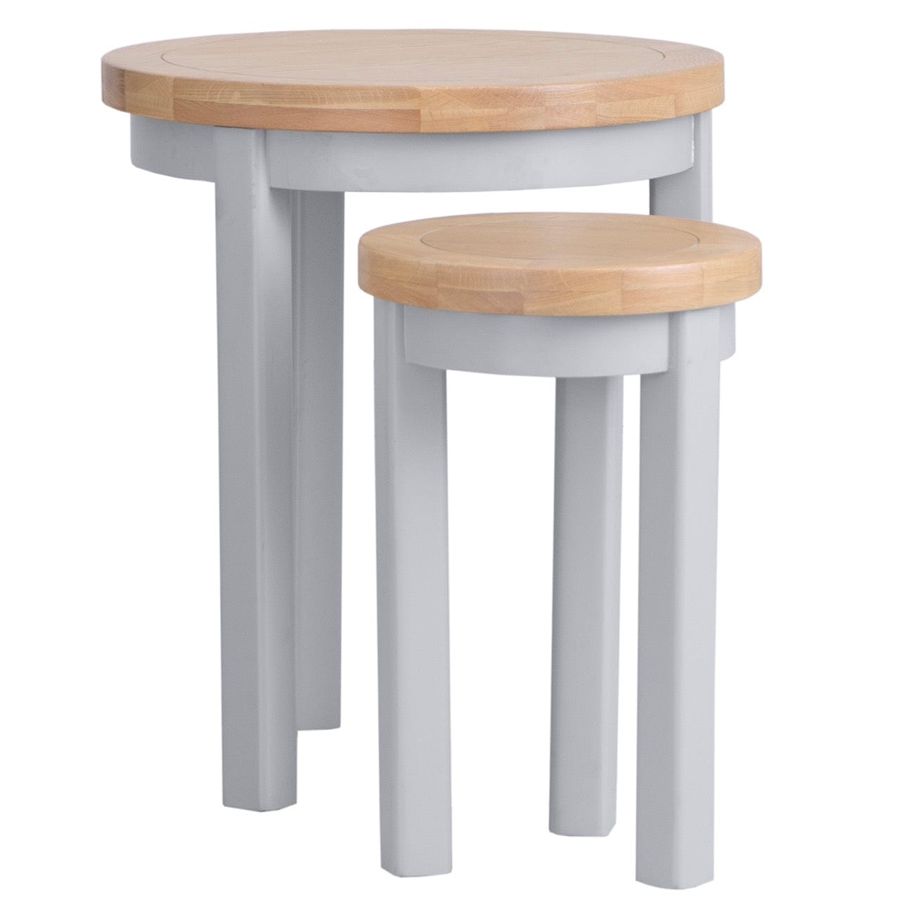 Eaton Grey Painted Oak Round Nest Of 2 Tables