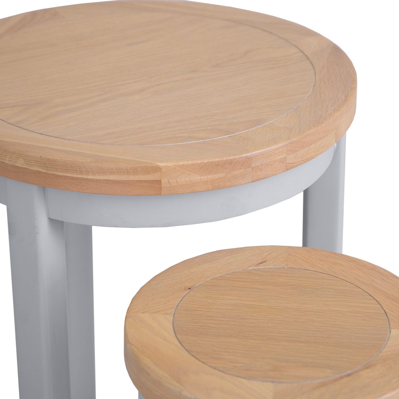 Eaton Grey Painted Oak Round Nest Of 2 Tables