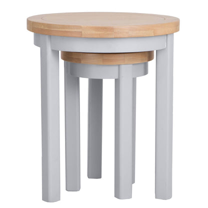 Eaton Grey Painted Oak Round Nest Of 2 Tables