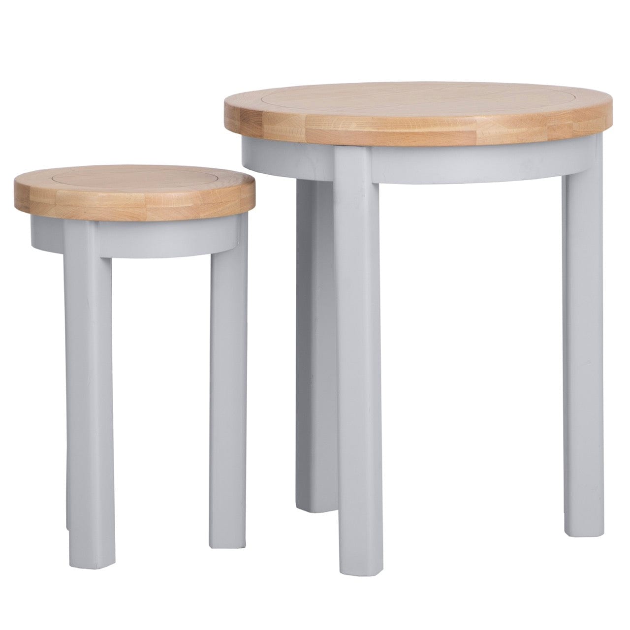 Eaton Grey Painted Oak Round Nest Of 2 Tables