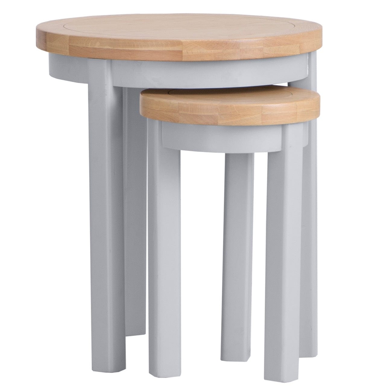 Eaton Grey Painted Oak Round Nest Of 2 Tables