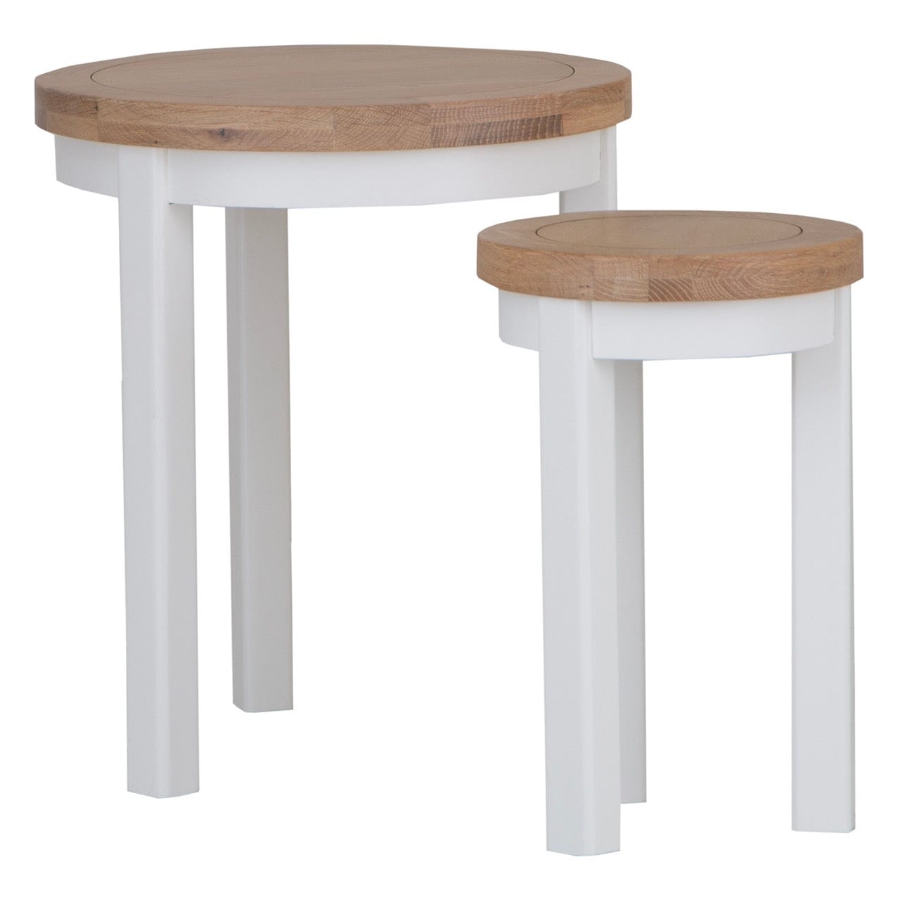 Eaton White Painted Oak Round Nest Of 2 Tables