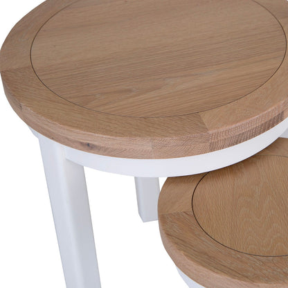 Eaton White Painted Oak Round Nest Of 2 Tables