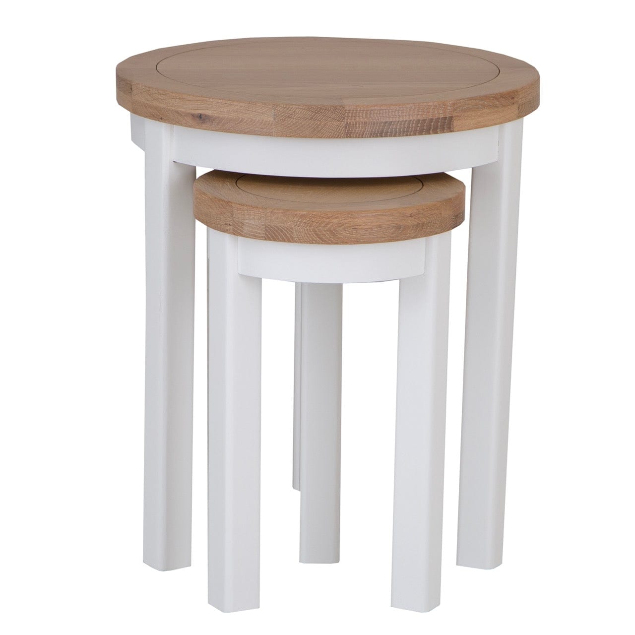 Eaton White Painted Oak Round Nest Of 2 Tables