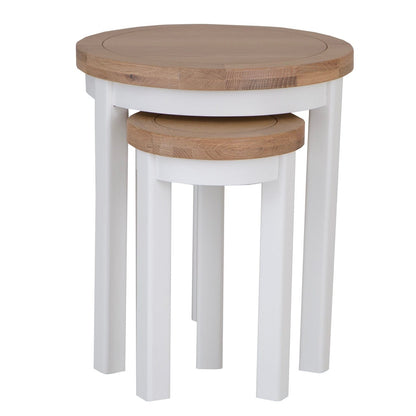 Eaton White Painted Oak Round Nest Of 2 Tables