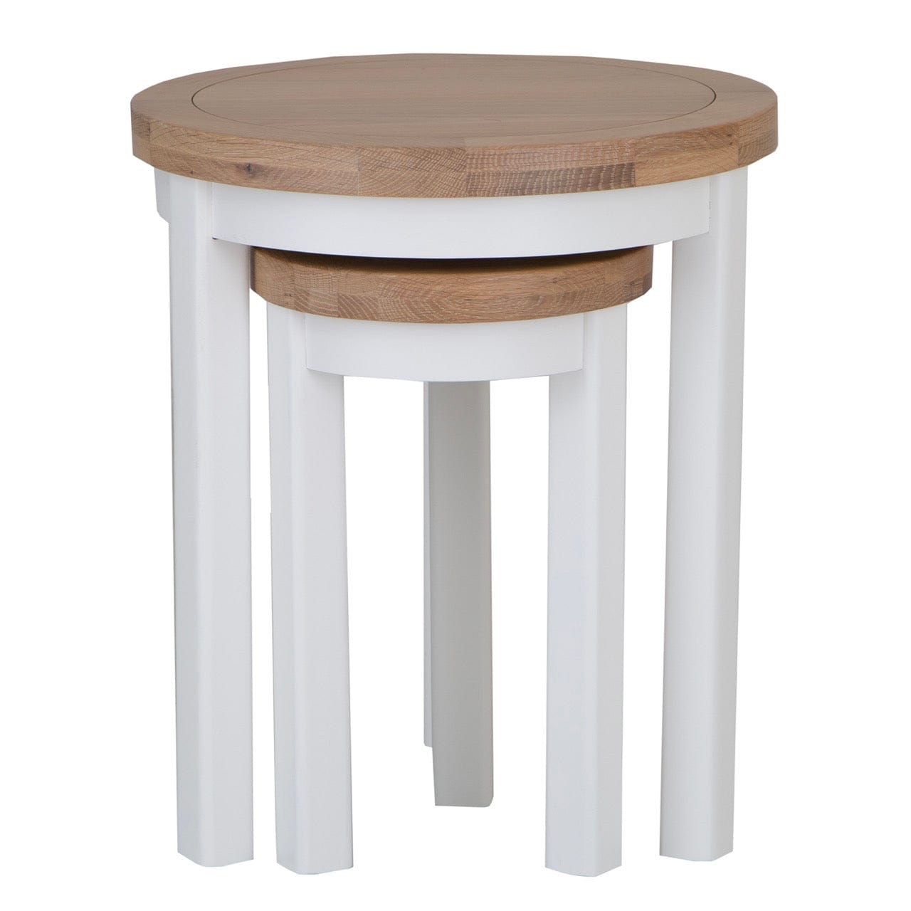 Eaton White Painted Oak Round Nest Of 2 Tables