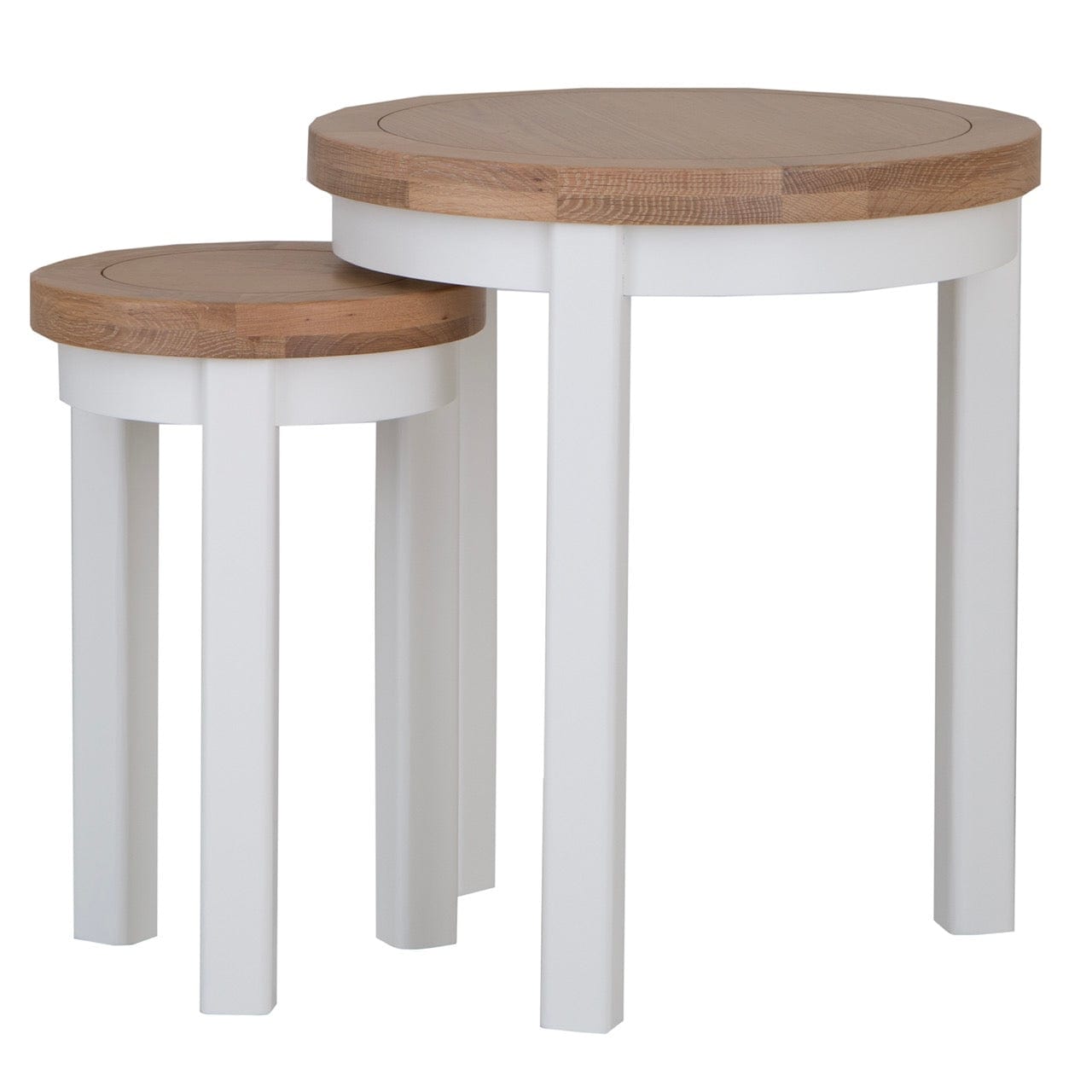 Eaton White Painted Oak Round Nest Of 2 Tables