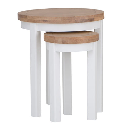 Eaton White Painted Oak Round Nest Of 2 Tables