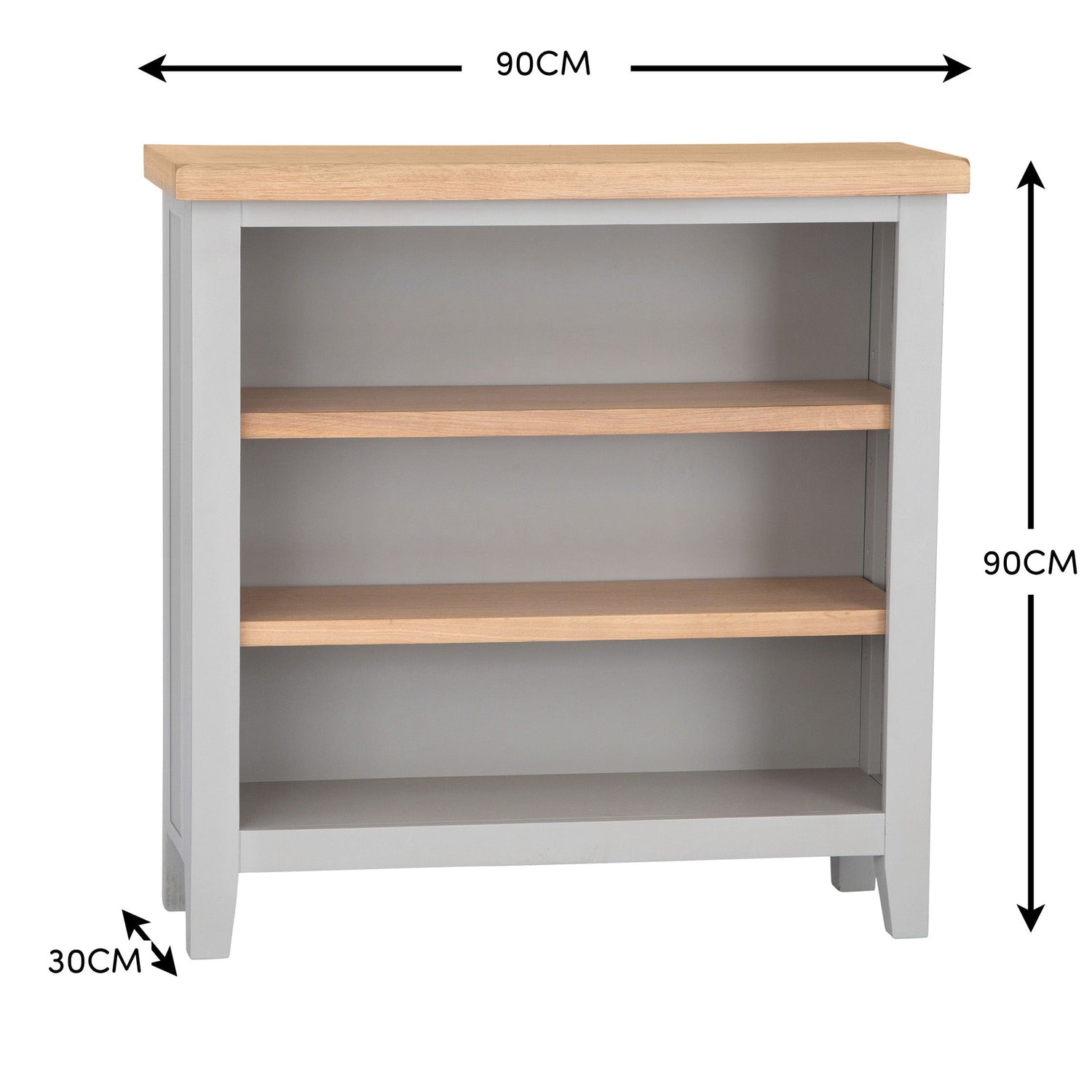 Eaton Grey Painted Oak Small Wide Bookcase