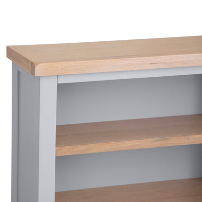 Eaton Grey Painted Oak Small Wide Bookcase