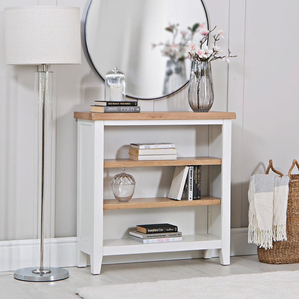 Eaton White Painted Oak Small Wide Bookcase