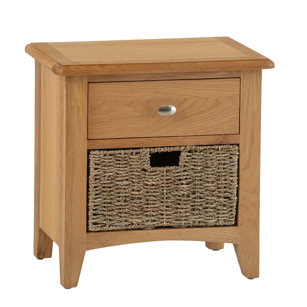 Gloucester Oak 1 Drawer 1 Wicker Basket Cabinet