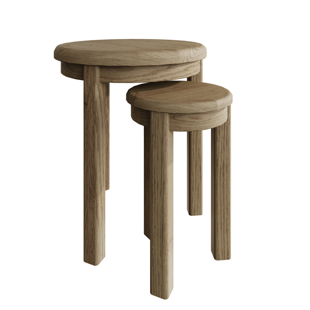 Wessex Smoked Oak Round Nest of 2 Side Tables