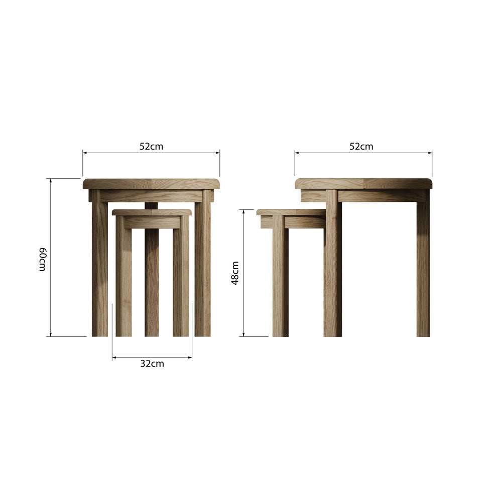 Wessex Smoked Oak Round Nest of 2 Side Tables