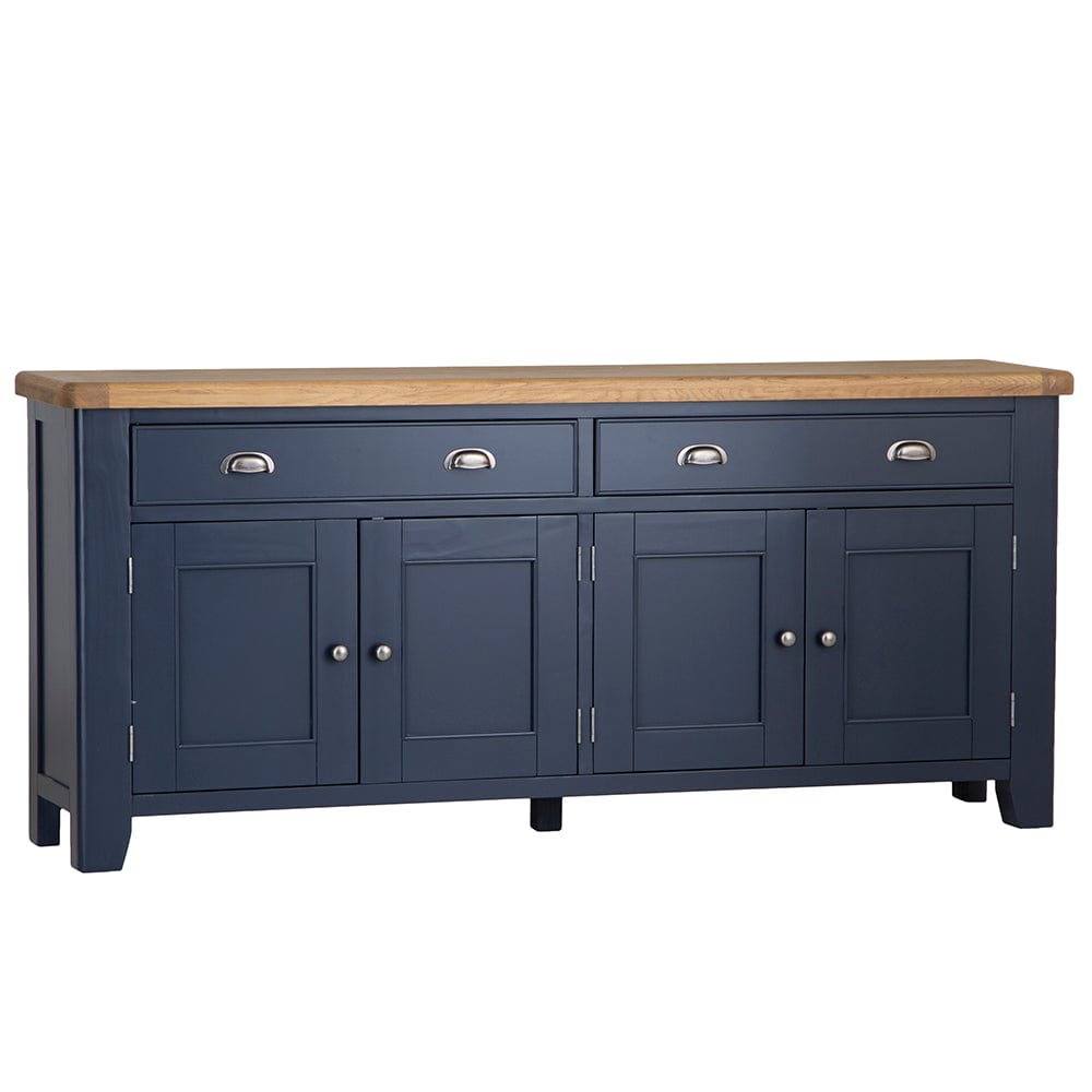 Wessex Smoked Oak Blue Painted Extra Large 4 Door Sideboard