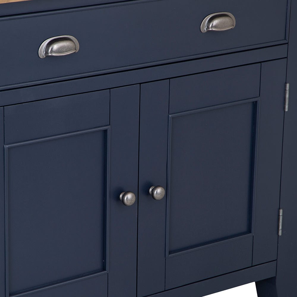 Wessex Smoked Oak Blue Painted Extra Large 4 Door Sideboard