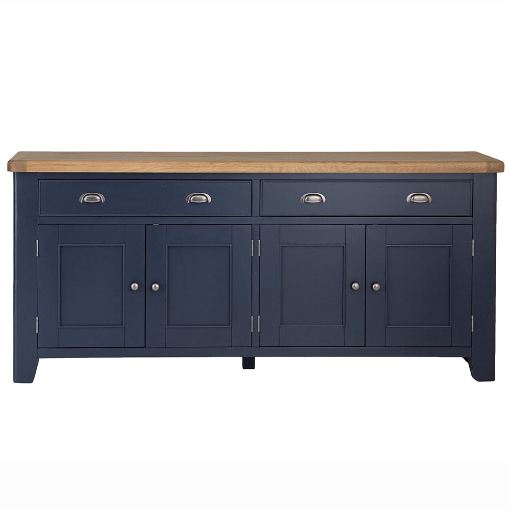 Wessex Smoked Oak Blue Painted Extra Large 4 Door Sideboard