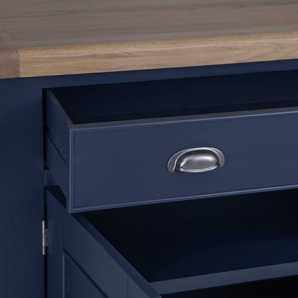 Wessex Smoked Oak Blue Painted Extra Large 4 Door Sideboard