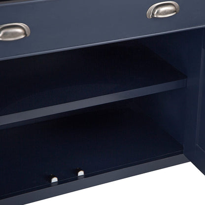 Wessex Smoked Oak Blue Painted Extra Large 4 Door Sideboard