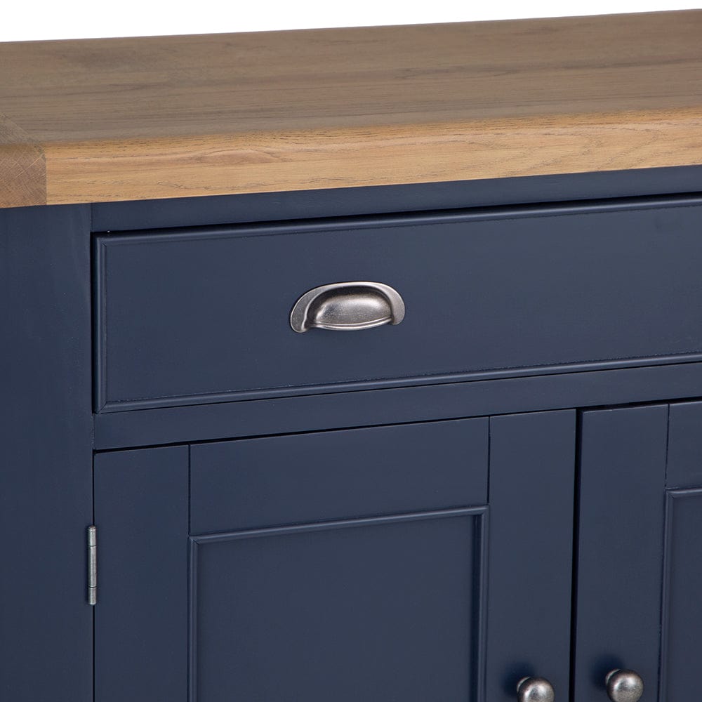 Wessex Smoked Oak Blue Painted Extra Large 4 Door Sideboard