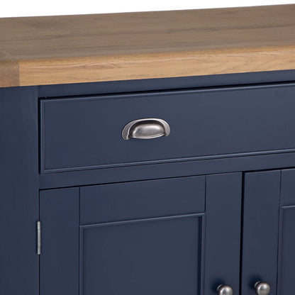 Wessex Smoked Oak Blue Painted Extra Large 4 Door Sideboard