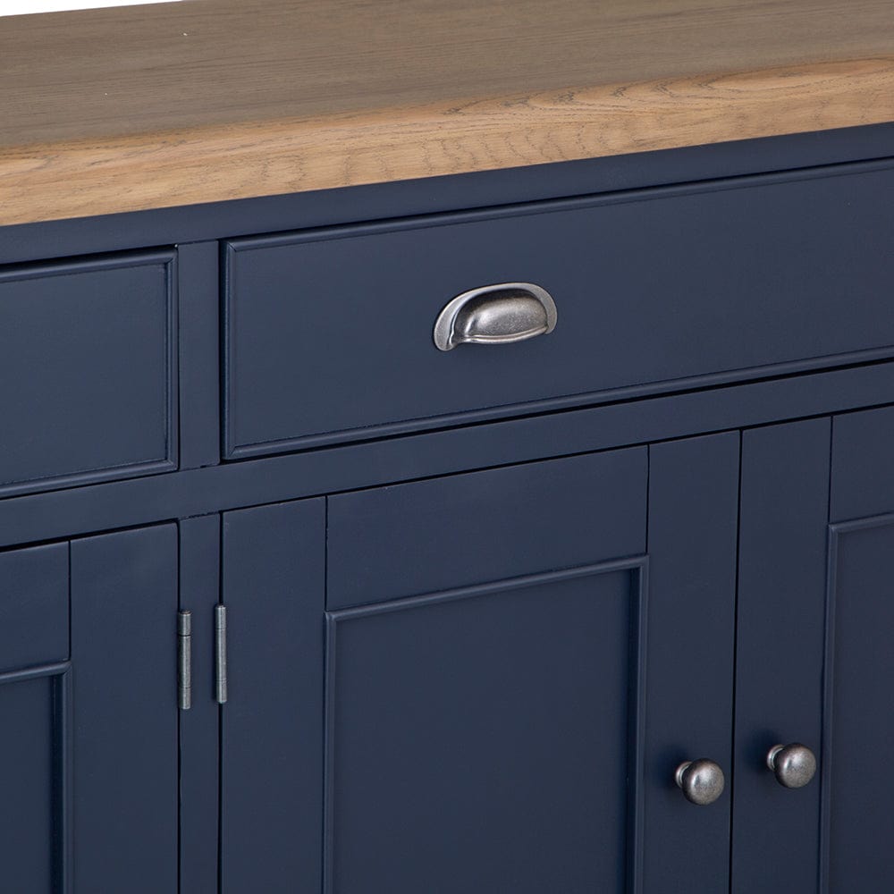 Wessex Smoked Oak Blue Painted Extra Large 4 Door Sideboard