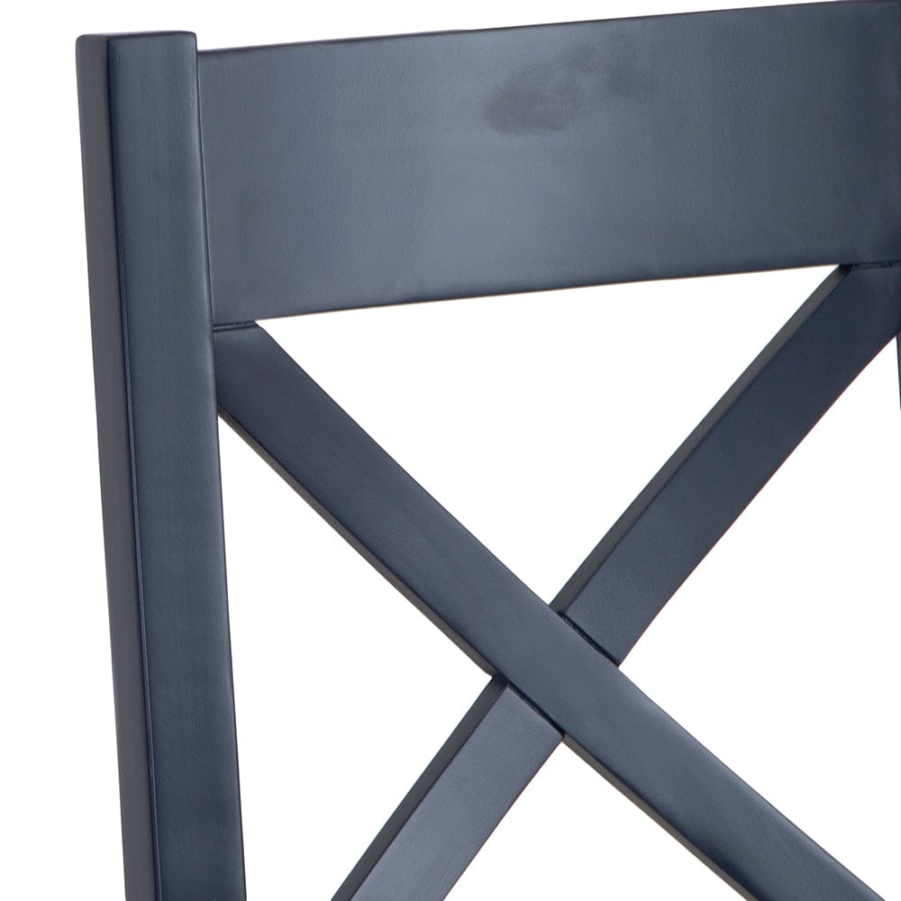 Wessex Smoked Oak Blue Painted Cross Back Dining Chair With Grey Check Seat