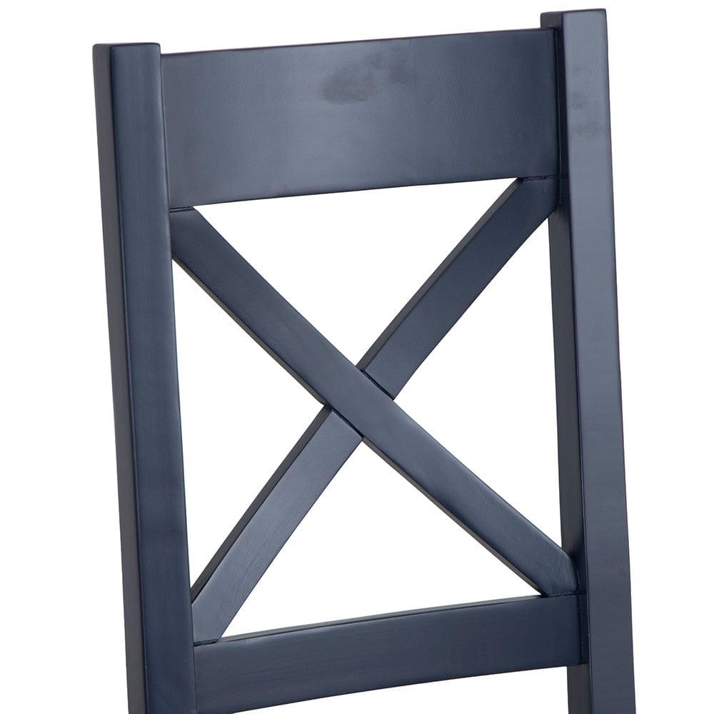 Wessex Smoked Oak Blue Painted Cross Back Dining Chair With Grey Check Seat