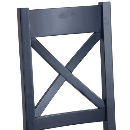 Wessex Smoked Oak Blue Painted Cross Back Dining Chair With Grey Check Seat