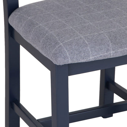 Wessex Smoked Oak Blue Painted Cross Back Dining Chair With Grey Check Seat