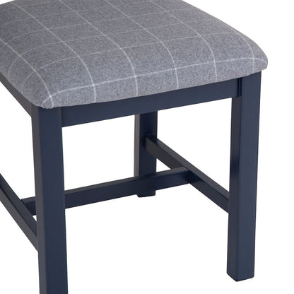 Wessex Smoked Oak Blue Painted Ladder Back Dining Chair With Grey Check Seat