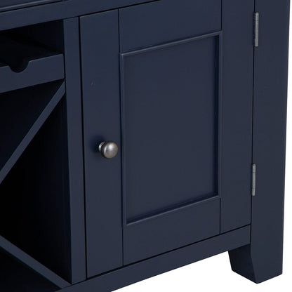 Wessex Smoked Oak Blue Painted Large Sideboard Wine Rack