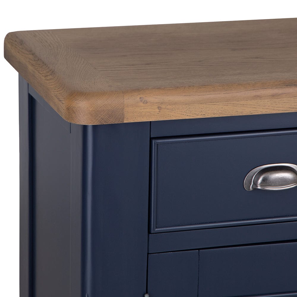 Wessex Smoked Oak Blue Painted Large Sideboard Wine Rack