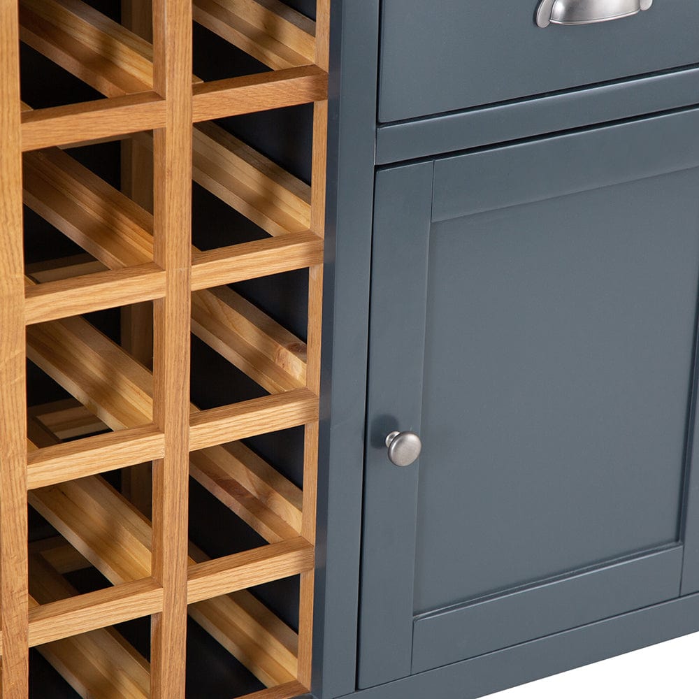 Hampshire Blue Painted Oak Small Sideboard Wine Rack