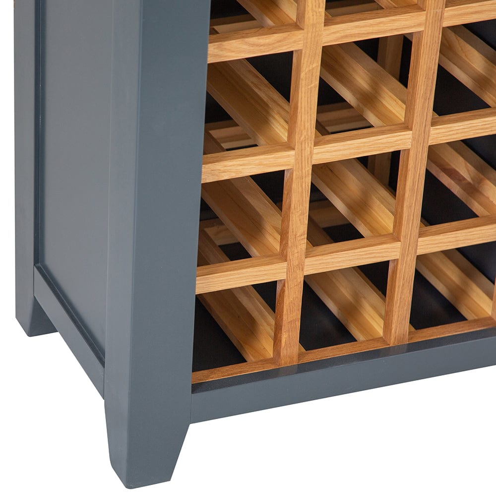 Hampshire Blue Painted Oak Small Sideboard Wine Rack