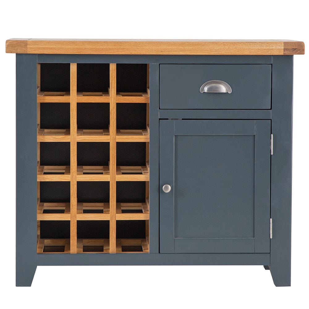 Hampshire Blue Painted Oak Small Sideboard Wine Rack