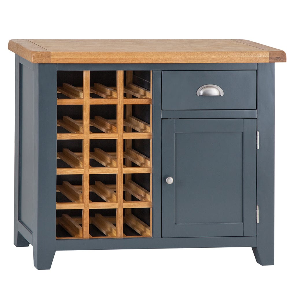 Hampshire Blue Painted Oak Small Sideboard Wine Rack