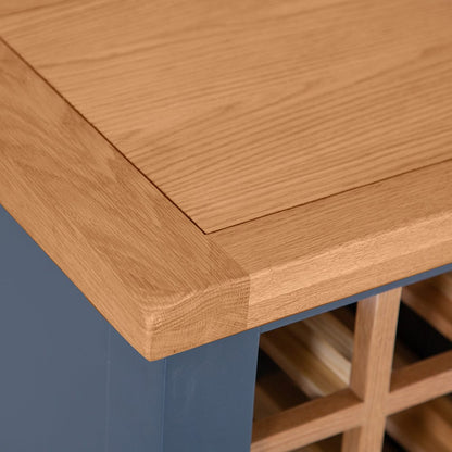 Hampshire Blue Painted Oak Small Sideboard Wine Rack