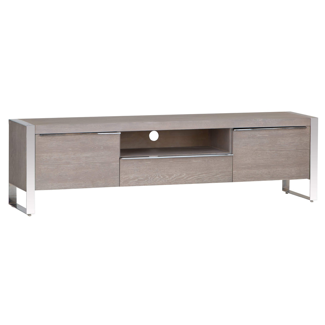 Milan Chrome &amp; Oak Large TV Unit