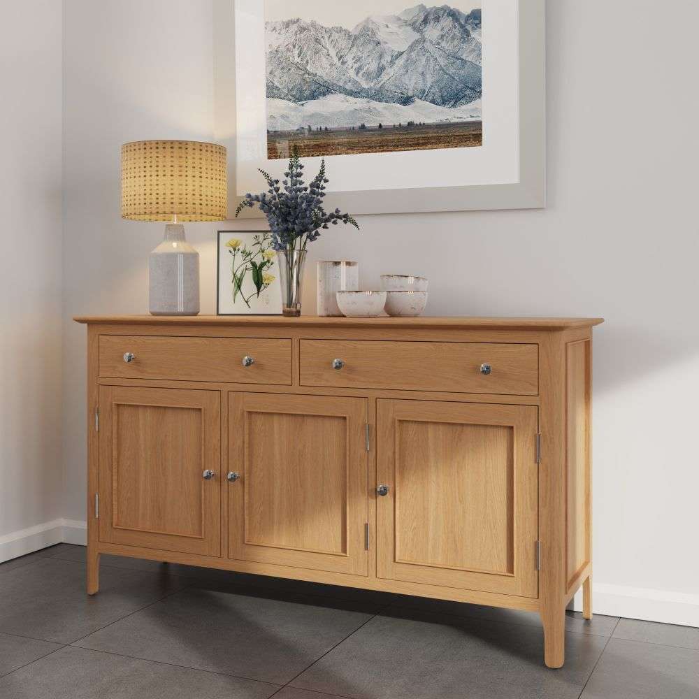 Bergen Oak Large 3 Door Sideboard