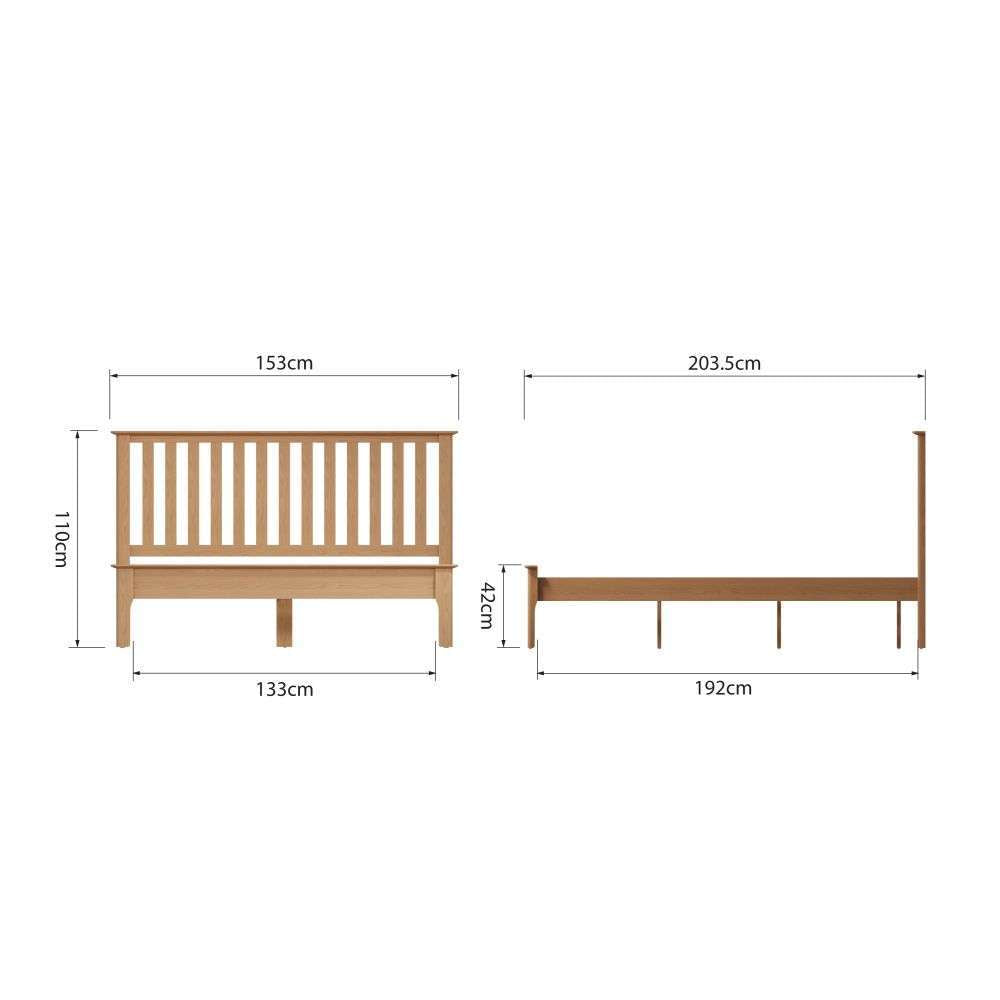 Bergen Oak Double Bed Frame