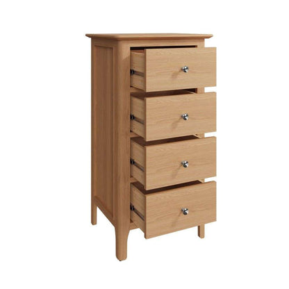 Bergen Oak 4 Drawer Tallboy