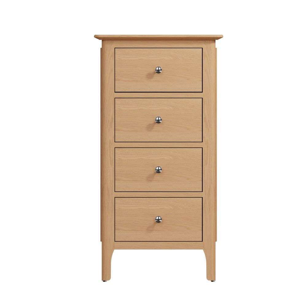 Bergen Oak 4 Drawer Tallboy