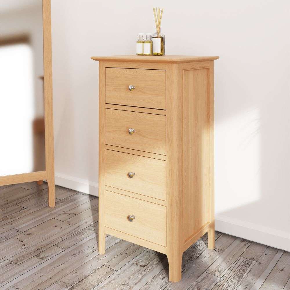 Bergen Oak 4 Drawer Tallboy