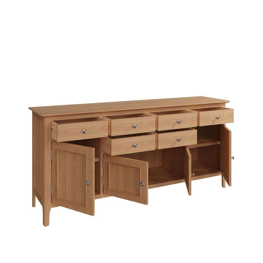 Bergen Oak Extra Large 4 Door Sideboard