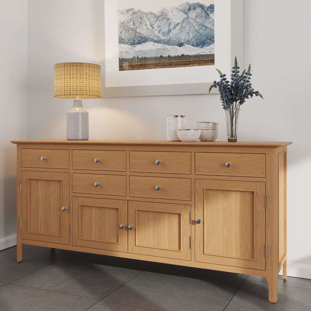 Bergen Oak Extra Large 4 Door Sideboard