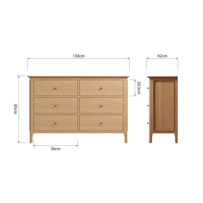 Bergen Oak Chest of 6 Drawers
