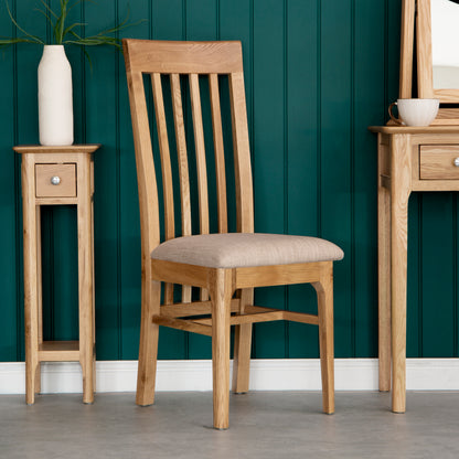 Bergen Oak Rail Back Chair Fabric Seat