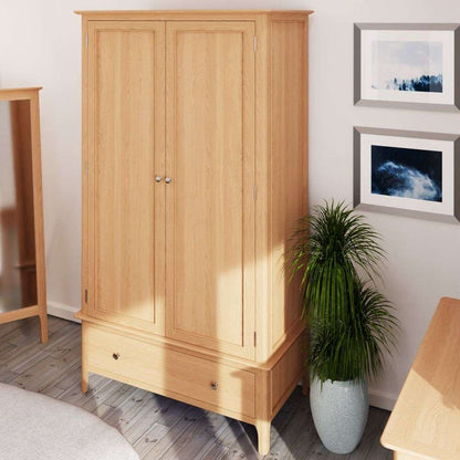 Bergen Oak Large 2 Door Wardrobe with Drawer