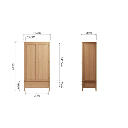 Bergen Oak Large 2 Door Wardrobe with Drawer